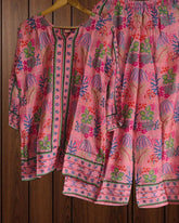Muslin Digital Print Co-Ord Set – Short Kurta & Parallel Pants (2 Pc, Ready to Wear)